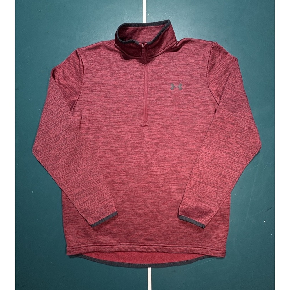 Under Armour Sweater Men's Small Maroon 1/4‎ Zip Pullover Jacket Fleece